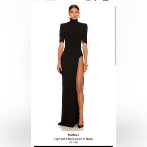 MONOT Black Long Sleeve, high slit gown